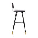 Aragon Barstools Contemporary Upholstered Stools with Black Metal Frame and Integrated Footrest - Set of 2