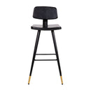 Aragon Barstools Contemporary Upholstered Stools with Black Metal Frame and Integrated Footrest - Set of 2