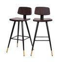 Aragon Barstools Contemporary Upholstered Stools with Black Metal Frame and Integrated Footrest - Set of 2