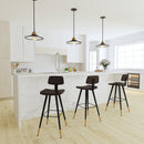 Aragon Barstools Contemporary Upholstered Stools with Black Metal Frame and Integrated Footrest - Set of 2