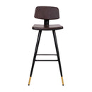 Aragon Barstools Contemporary Upholstered Stools with Black Metal Frame and Integrated Footrest - Set of 2