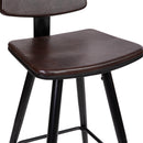 Aragon Barstools Contemporary Upholstered Stools with Black Metal Frame and Integrated Footrest - Set of 2