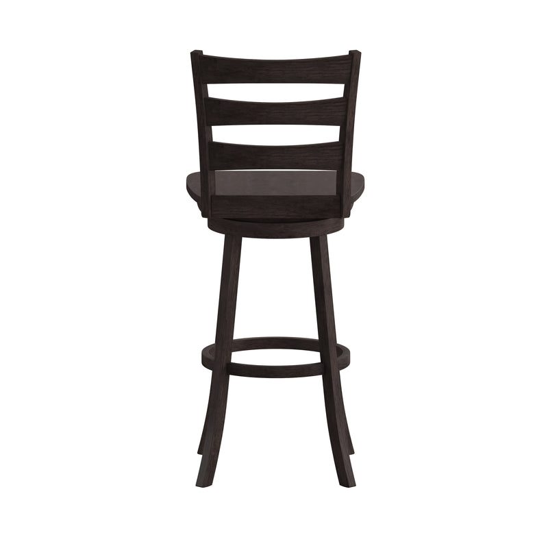 Therus 30" Gray Wash Walnut Classic Wooden Ladderback Swivel Bar Height Stool with Solid Wood Seat and Footrest