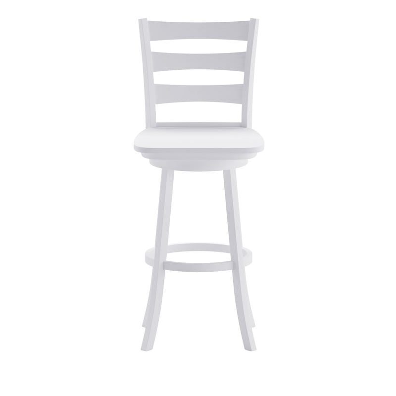 Therus 30" Gray Wash Walnut Classic Wooden Ladderback Swivel Bar Height Stool with Solid Wood Seat and Footrest
