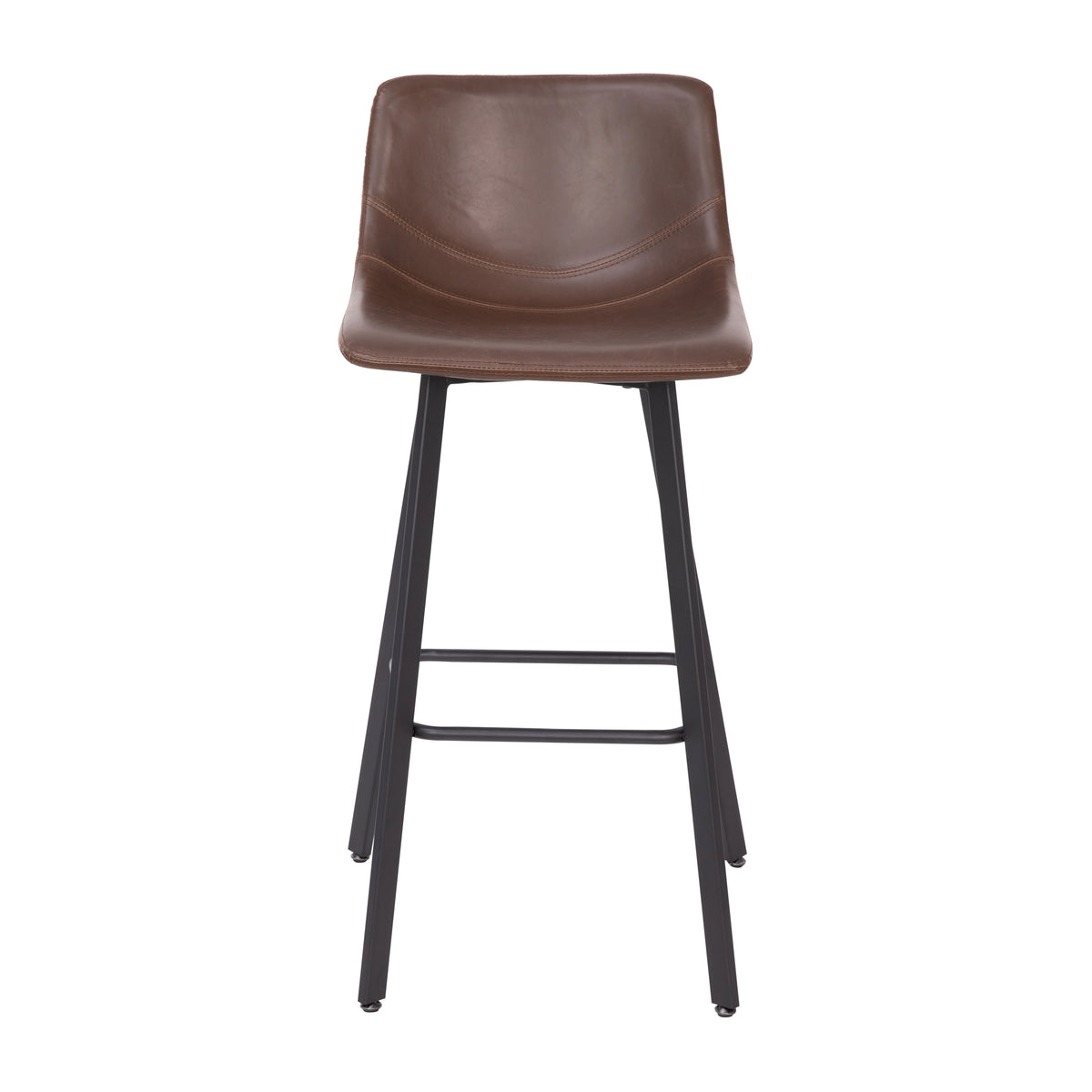 Oretha Set of 2 Modern Chocolate Brown Faux Leather Upholstered Bar St