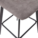 Oretha Set of 2 Modern Gray Faux Leather Upholstered Bar Stools with Contoured, Low Back Bucket Seats and Iron Frames
