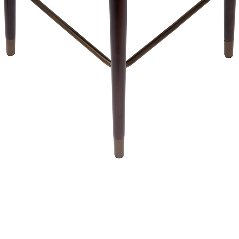 Temperance Modern Walnut Finish Wood Frame Counter Height Stool with Soft Bronze Accents, Brown Faux Leather