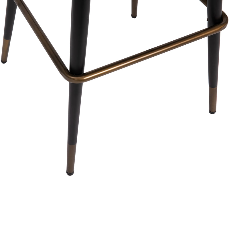 Teague Set of 2 Modern Armless Barstools with Contoured Backs, Steel Frames, and Integrated Footrests in Brown Faux Leather