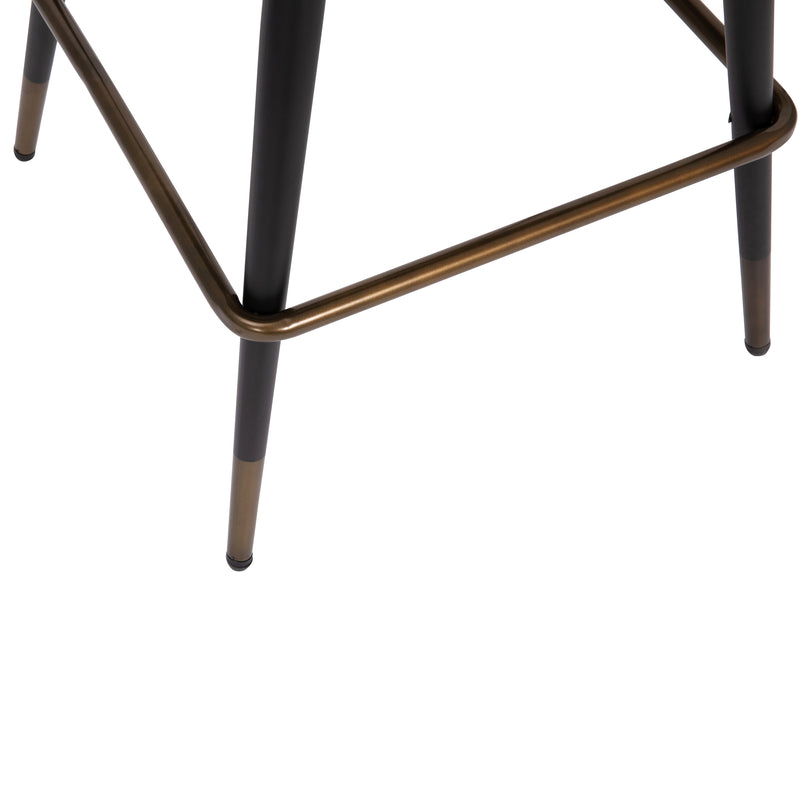 Teague Set of 2 Modern Armless Counter Stools with Contoured Backs, Steel Frames, and Integrated Footrests in Brown Faux Leather