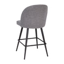 Teague Set of 2 Modern Armless Counter Stools with Contoured Backs, Steel Frames, and Integrated Footrests in Gray Faux Linen