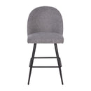 Teague Set of 2 Modern Armless Counter Stools with Contoured Backs, Steel Frames, and Integrated Footrests in Gray Faux Linen