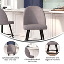 Teague Set of 2 Modern Armless Counter Stools with Contoured Backs, Steel Frames, and Integrated Footrests in Gray Faux Linen