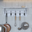 Enid Whitewashed Pine Wood 24 Inch Wall Mount Storage Rack with Hanging Hooks and Upper Display Shelf