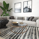 Newbury Glass Coffee Table with Round Matte Frame and Vertical Legs