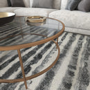 Newbury Glass Coffee Table with Round Matte Frame and Vertical Legs