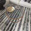 Newbury Glass Coffee Table with Round Matte Frame and Vertical Legs