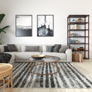 Newbury Glass Coffee Table with Round Matte Frame and Vertical Legs