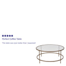 Newbury Glass Coffee Table with Round Matte Frame and Vertical Legs