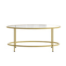 Newbury Glass Coffee Table with Round Matte Frame and Vertical Legs