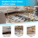 Newbury Glass Coffee Table with Round Matte Frame and Vertical Legs