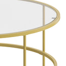 Newbury Glass Coffee Table with Round Matte Frame and Vertical Legs