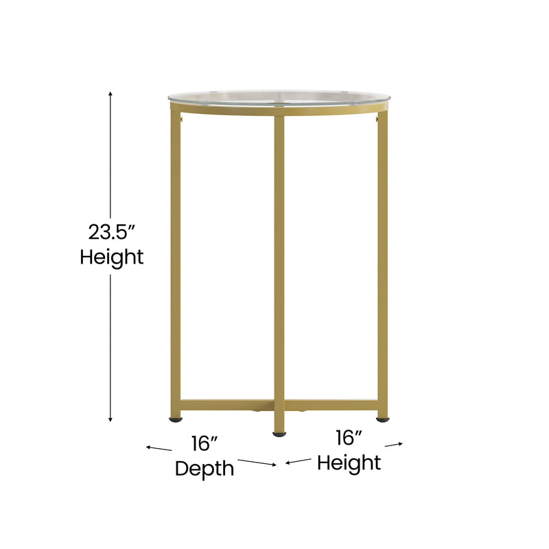 Fairdale Round Coffee Table Set - 3 Piece Clear Coffee Table Set with Matte Crisscross Frame - Coffee Table & 2 End Tables