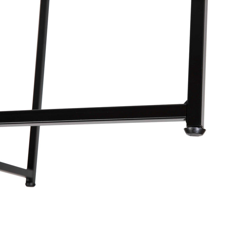 Fairdale Glass Coffee Table with Round Matte Black Cross Brace Frame
