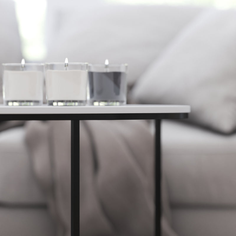 Fairdale White Coffee Table with Round Matte Black Cross Brace Frame