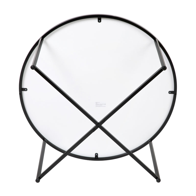 Fairdale White Coffee Table with Round Matte Black Cross Brace Frame