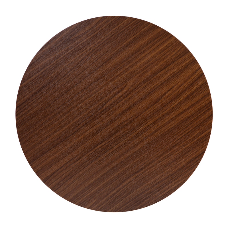 Fairdale Walnut Coffee Table with Round Matte Black Cross Brace Frame
