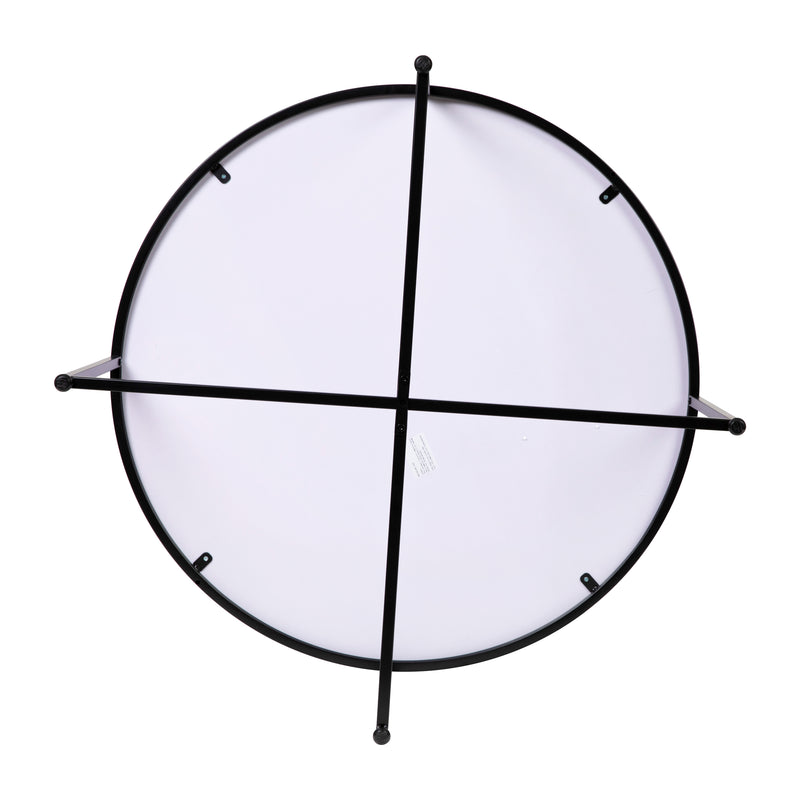 Fairdale Walnut Coffee Table with Round Matte Black Cross Brace Frame