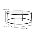 Newbury Glass Coffee Table with Round Matte Frame and Vertical Legs
