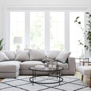 Newbury Glass Coffee Table with Round Matte Frame and Vertical Legs