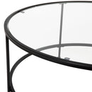 Newbury Glass Coffee Table with Round Matte Frame and Vertical Legs