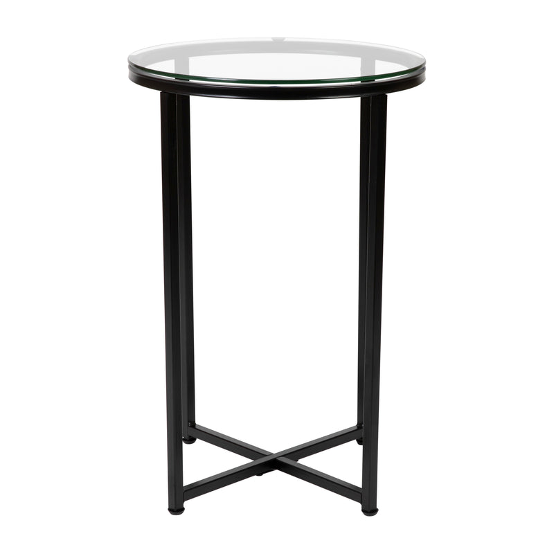 Fairdale Round Coffee Table Set - 3 Piece Walnut Coffee Table Set with Matte Crisscross Frame - Coffee Table & 2 End Tables