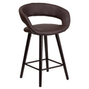 Plath 24 Inch Cappuccino Brown Wood Ultramodern Bar Counter Stool With Brown Upholstered Seat