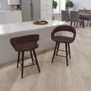 Plath 24 Inch Cappuccino Brown Wood Ultramodern Bar Counter Stool With Brown Upholstered Seat