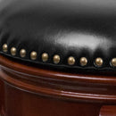 Clara 24" Light Cherry Wood Backless Wooden Counter Stool with Black Faux Leather 360 Degree Swivel Seat