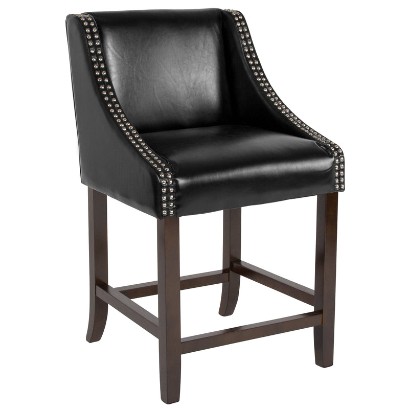 Taylorsville 24 Inch Walnut Counter Height Stool with Nailhead Trim