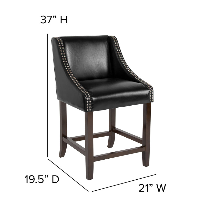 Taylorsville 24 Inch Walnut Counter Height Stool with Nailhead Trim