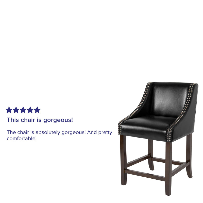 Taylorsville 24 Inch Walnut Counter Height Stool with Nailhead Trim