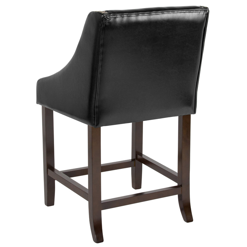 Taylorsville 24 Inch Walnut Counter Height Stool with Nailhead Trim