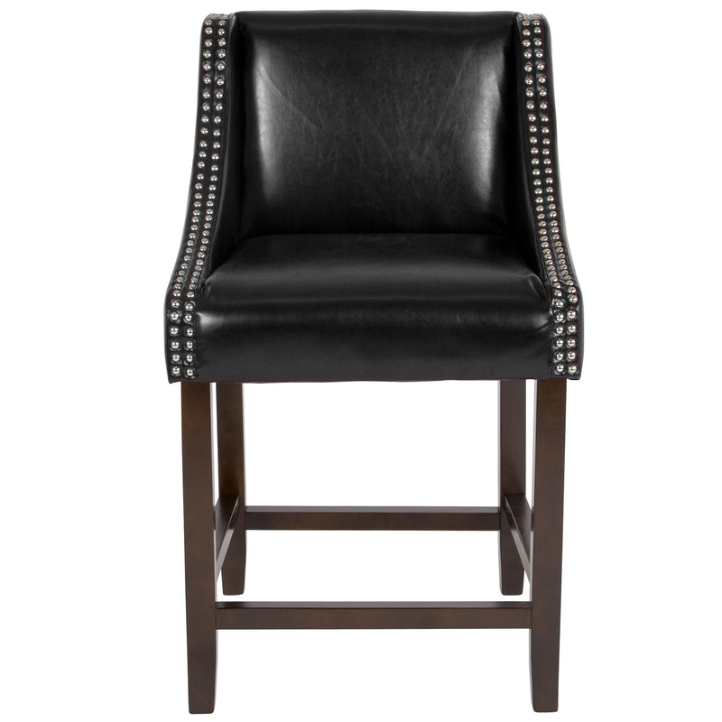 Taylorsville 24 Inch Walnut Counter Height Stool with Nailhead Trim