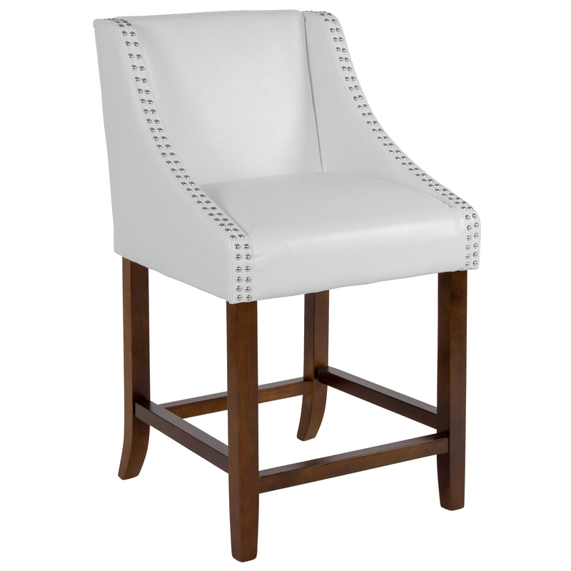 Taylorsville 24 Inch Walnut Counter Height Stool with Nailhead Trim
