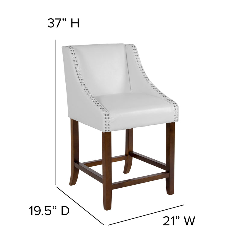 Taylorsville 24 Inch Walnut Counter Height Stool with Nailhead Trim
