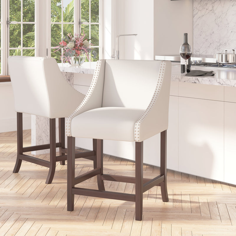 Taylorsville 24 Inch Walnut Counter Height Stool with Nailhead Trim