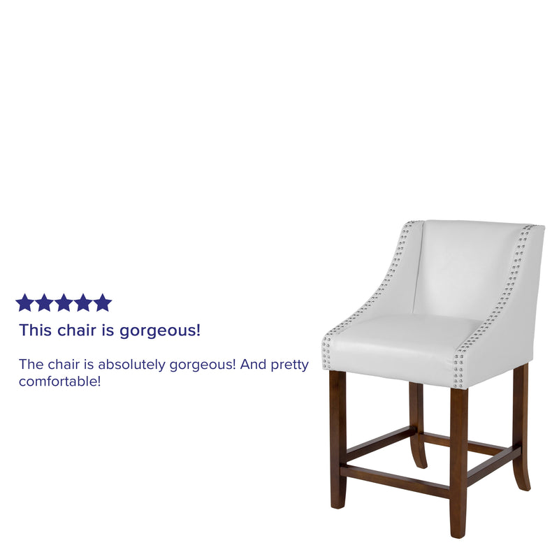 Taylorsville 24 Inch Walnut Counter Height Stool with Nailhead Trim