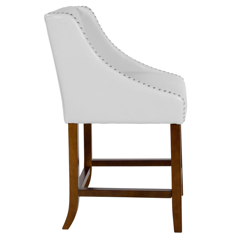 Taylorsville 24 Inch Walnut Counter Height Stool with Nailhead Trim