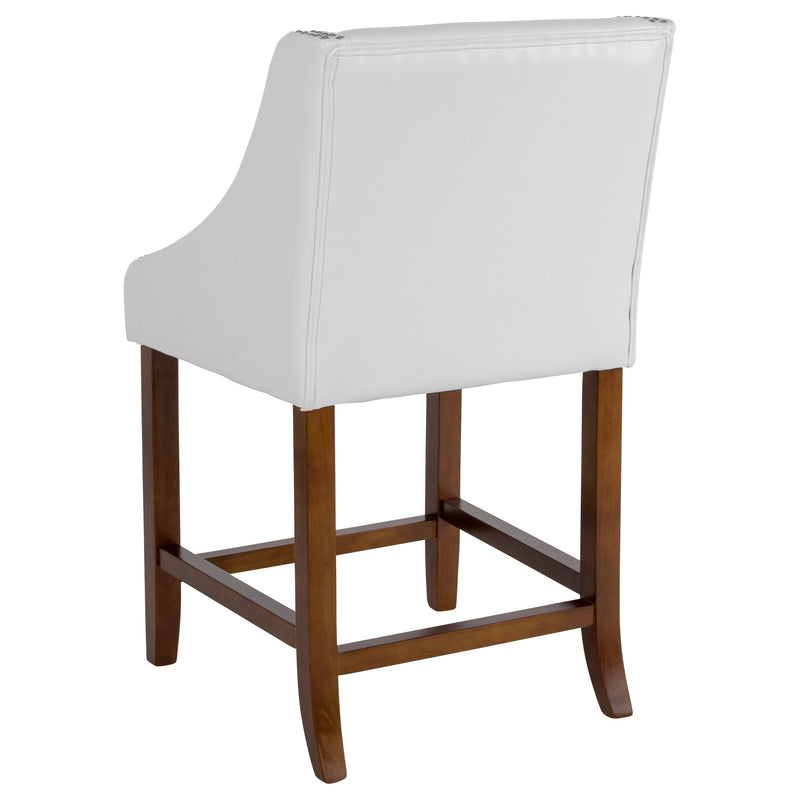 Taylorsville 24 Inch Walnut Counter Height Stool with Nailhead Trim