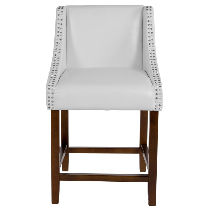 Taylorsville 24 Inch Walnut Counter Height Stool with Nailhead Trim